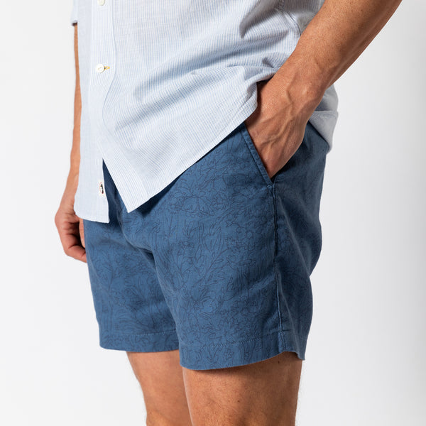7" Linen Gold School Chino Short - Shadow Blue