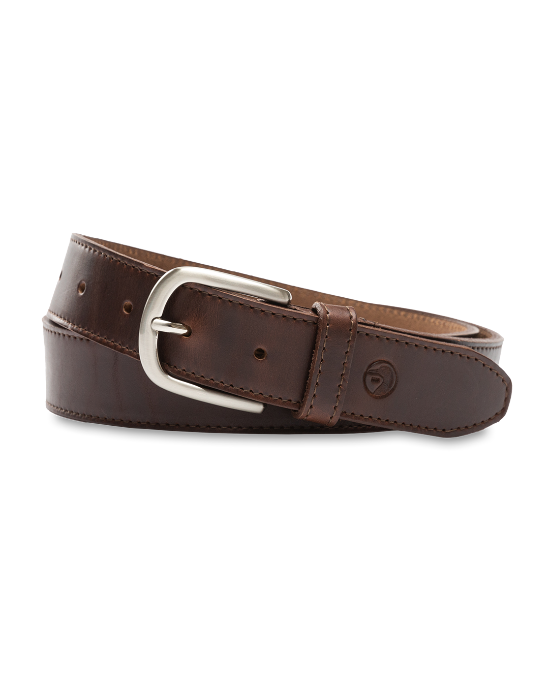 Dark Brown Leather Belt - Dark Brown with Nickel Buckle