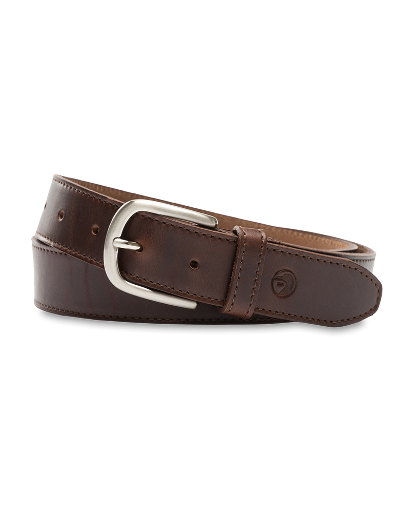 Dark Brown Leather Belt - Dark Brown with Nickel Buckle