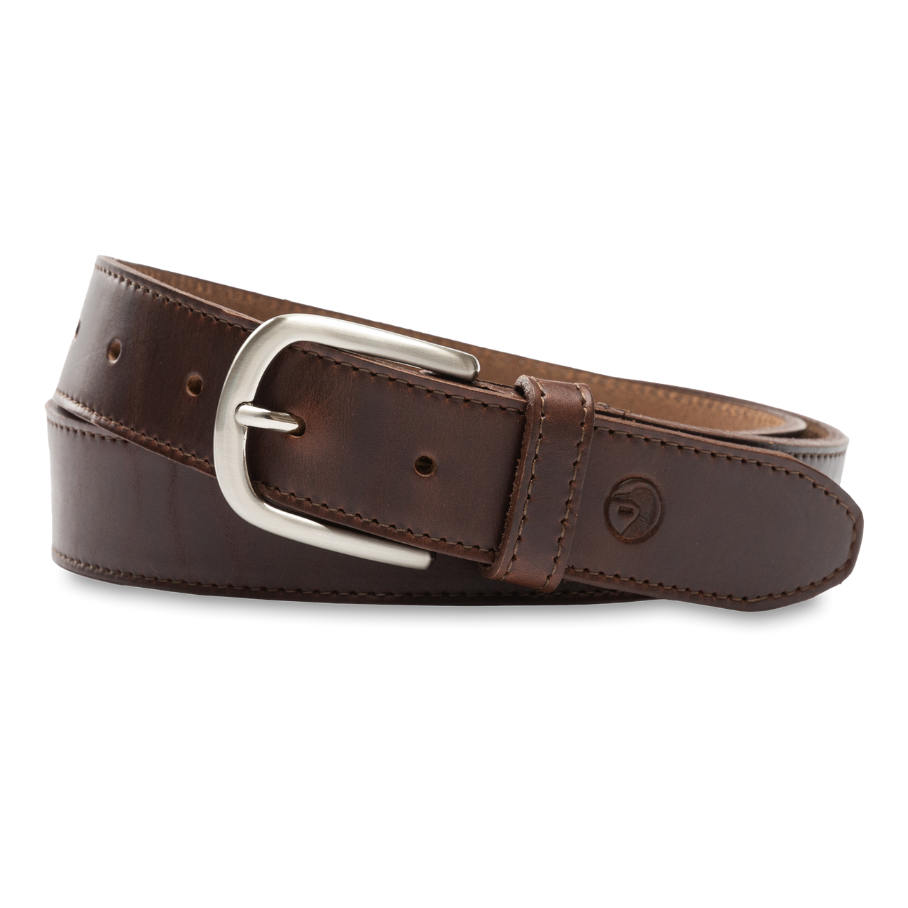 Dark Brown Leather Belt - Dark Brown with Nickel Buckle