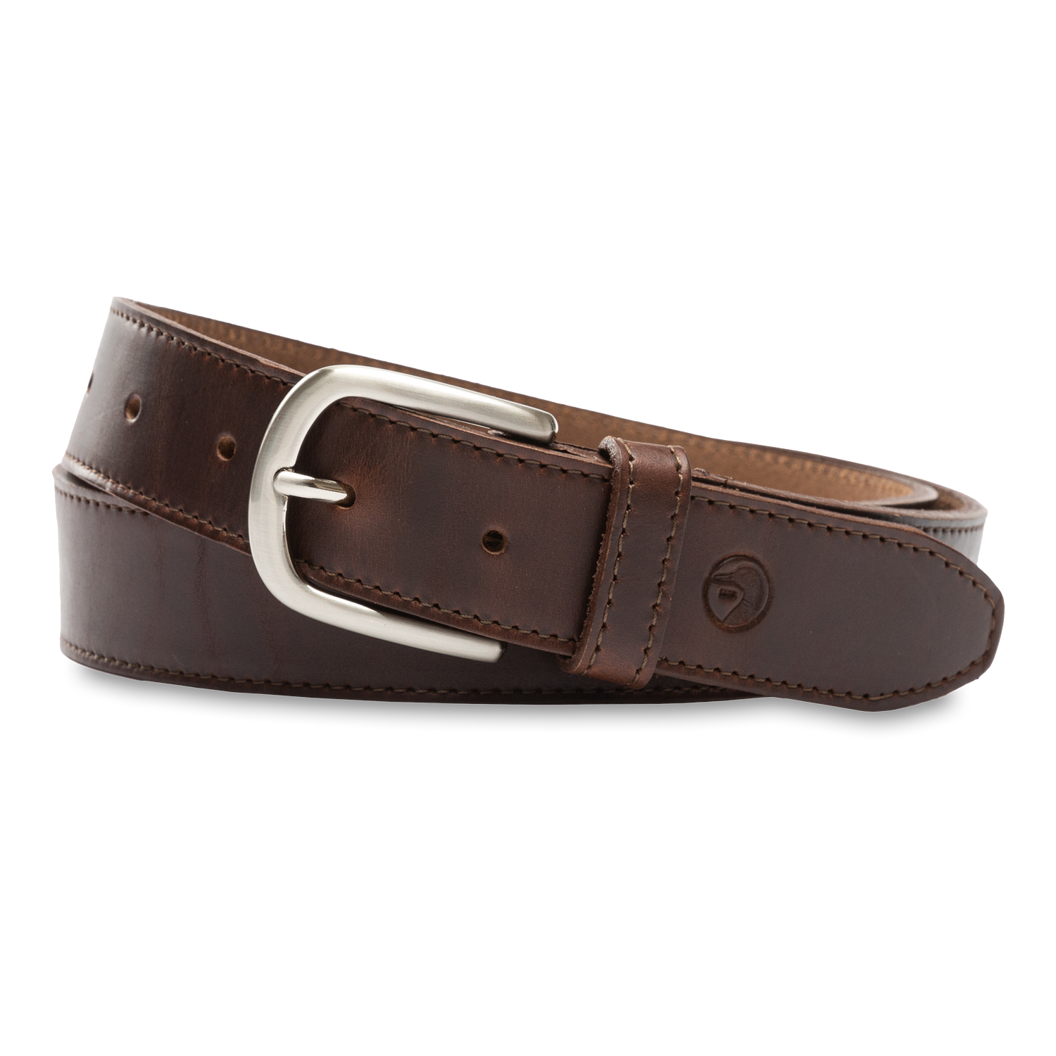 Dark Brown Leather Belt - Dark Brown with Nickel Buckle