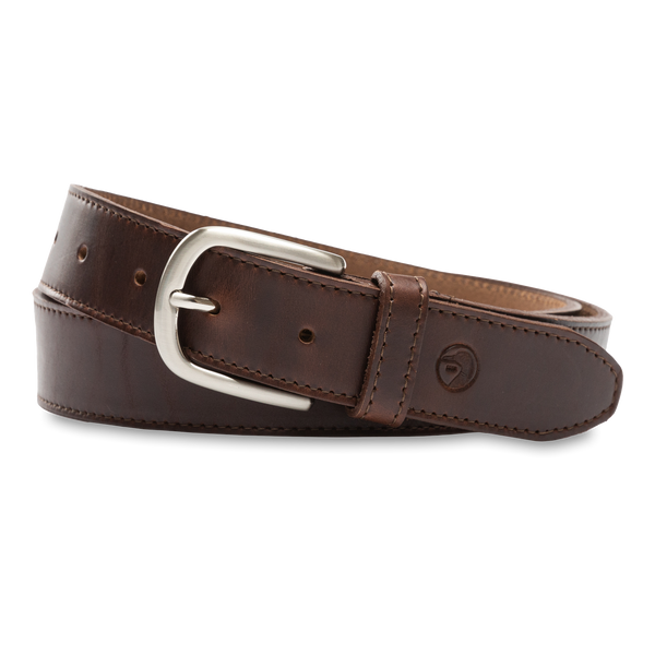 Dark Brown Leather Belt - Dark Brown with Nickel Buckle