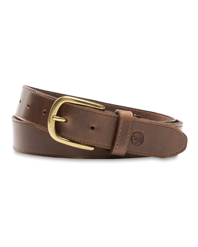 Brown Leather Belt - Brown with Brass Buckle
