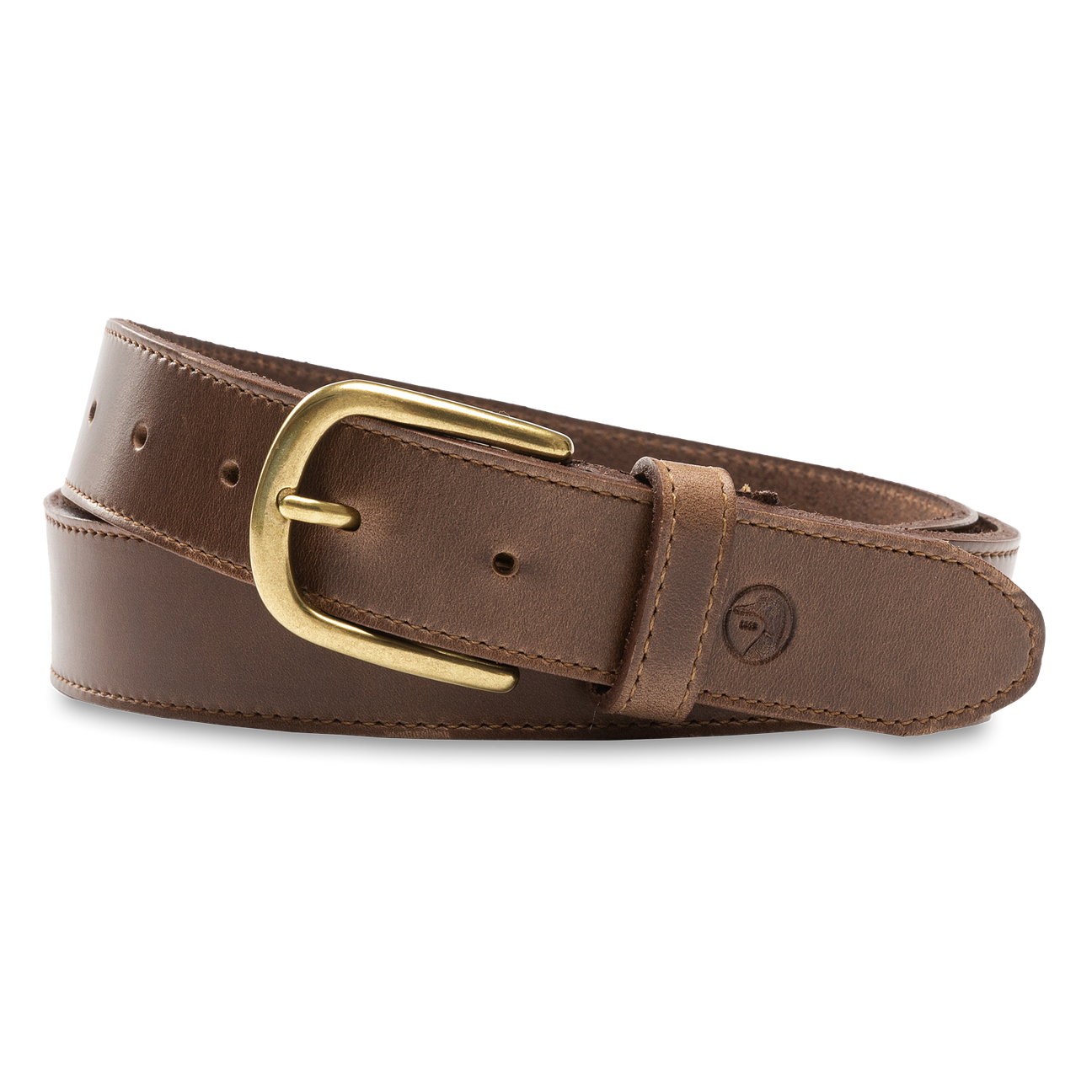 Brown Leather Belt - Brown with Brass Buckle