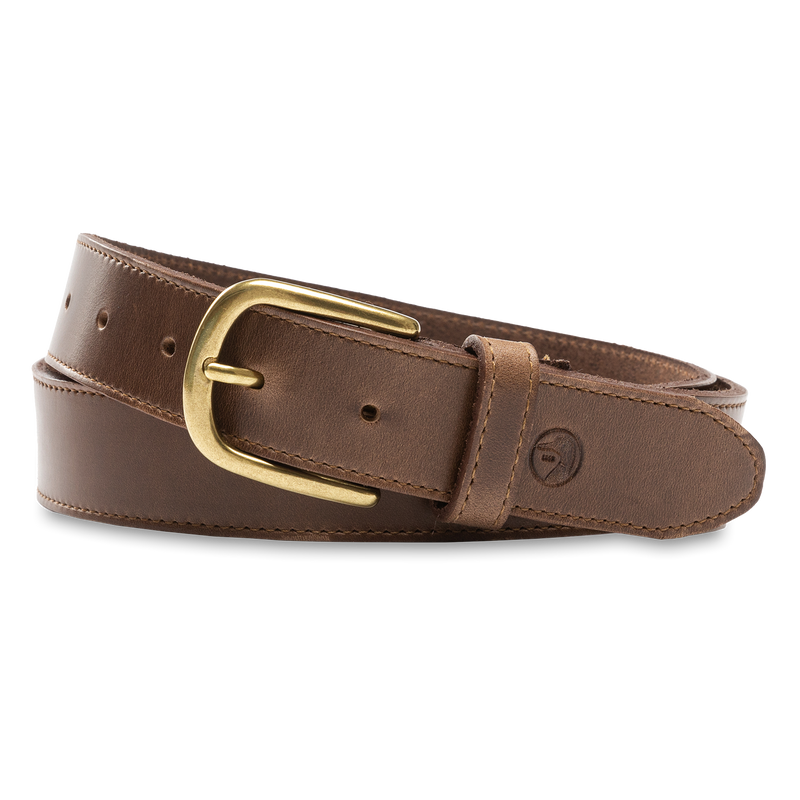 Brown Leather Belt - Brown with Brass Buckle