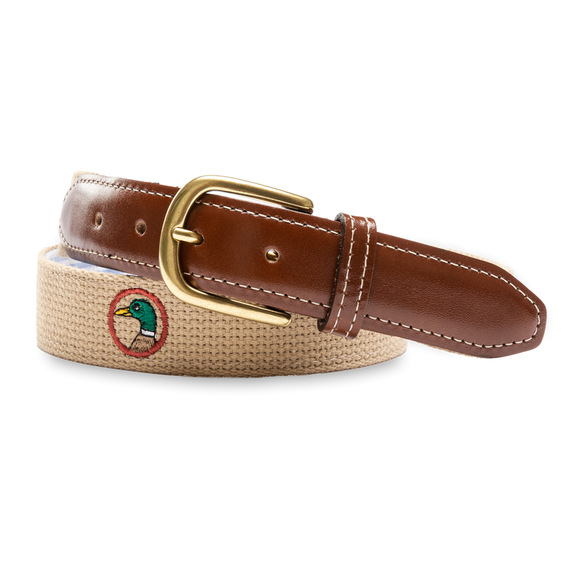 Embroidered Logo Web Belt - Khaki