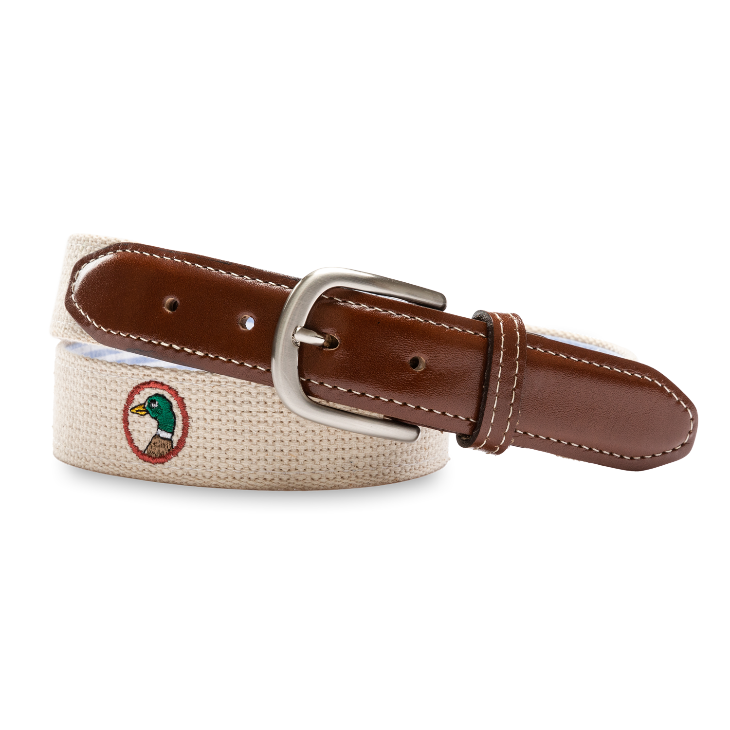 Embroidered Logo Web Belt - Stone