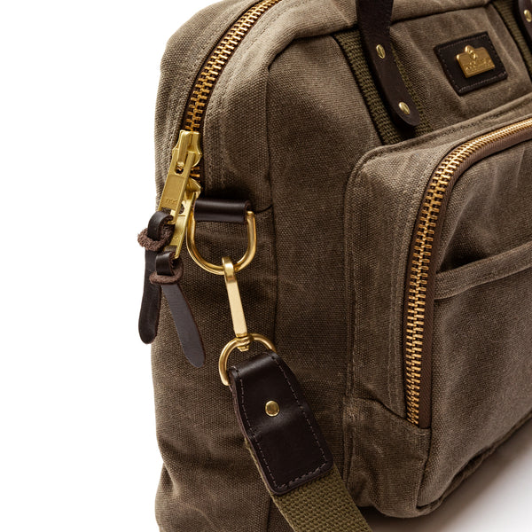 Waxed Canvas Laptop Bag - Field Brown