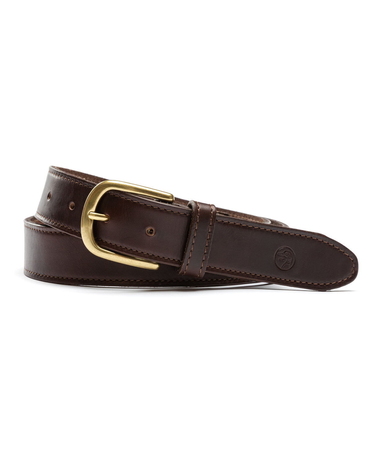 Dark Brown Leather Belt - Dark Brown with Brass Buckle