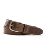 Brown Leather Belt - Brown with Nickel Buckle