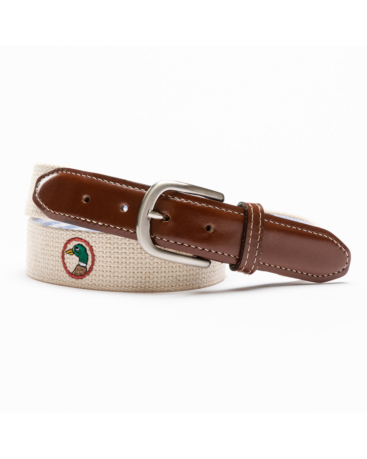 Embroidered Logo Web Belt - Stone