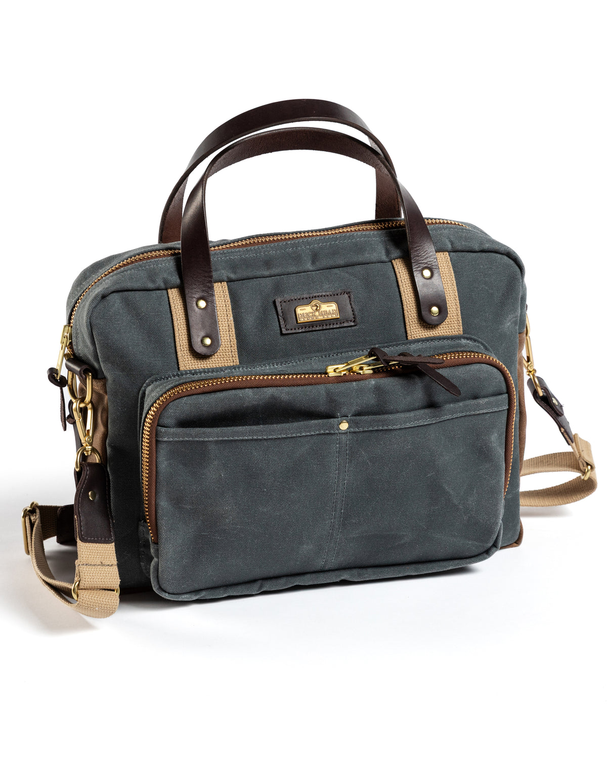 Waxed Canvas Laptop Bag - Charcoal