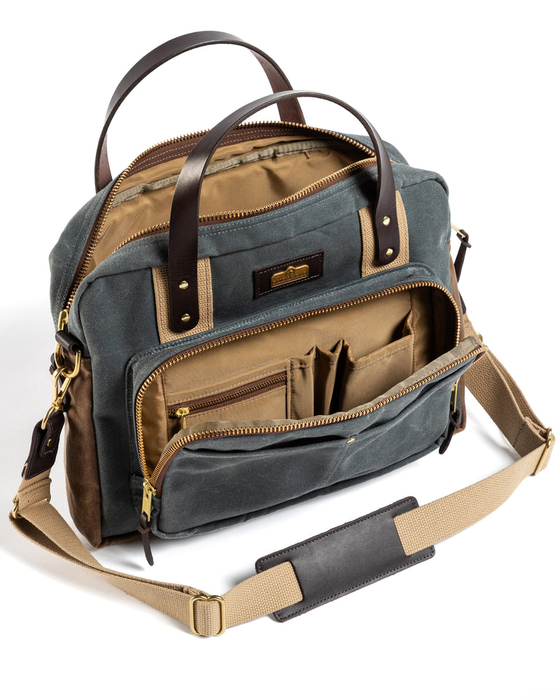 Waxed Canvas Laptop Bag - Charcoal