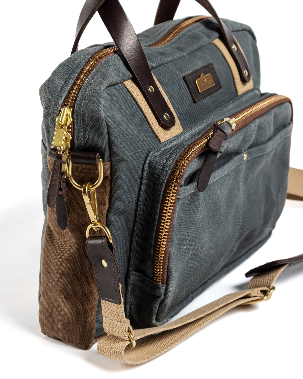 Waxed Canvas Laptop Bag - Charcoal