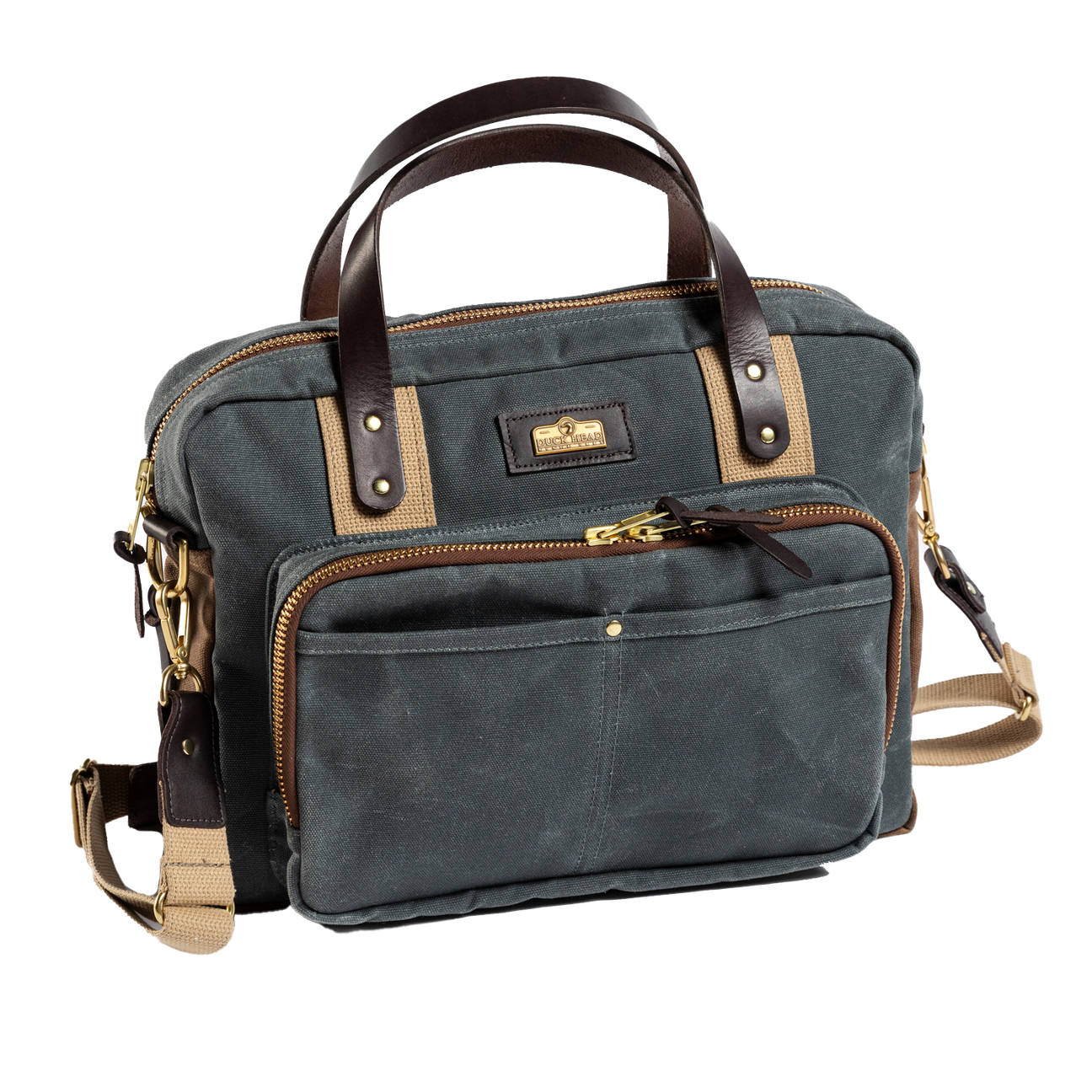Waxed Canvas Laptop Bag - Charcoal