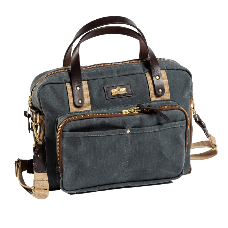 Waxed Canvas Laptop Bag - Charcoal