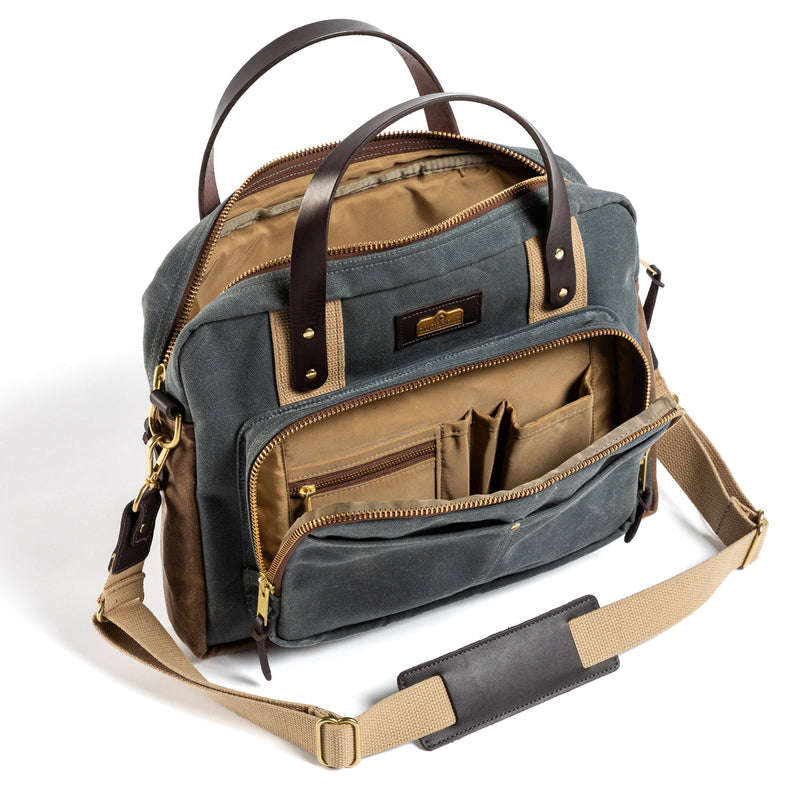 Waxed Canvas Laptop Bag - Charcoal
