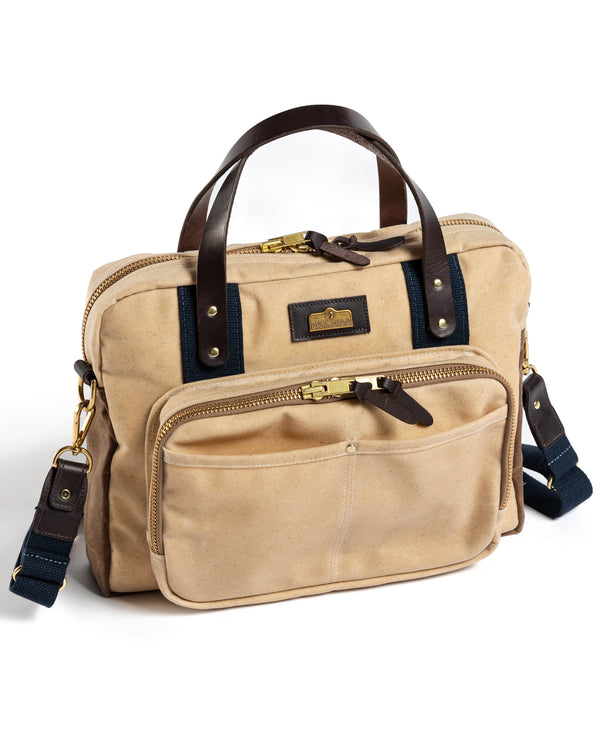 Waxed Canvas Laptop Bag - Natural