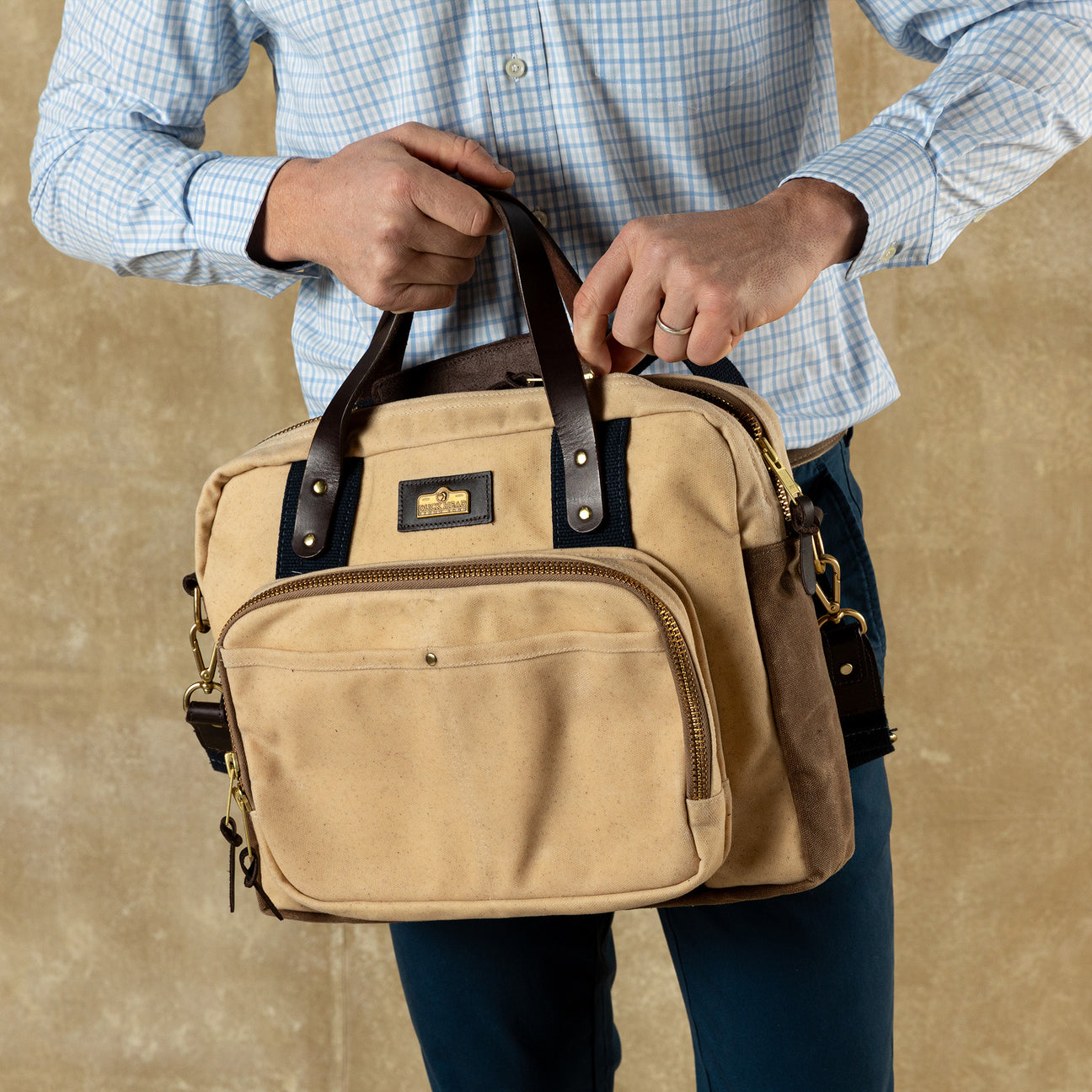 Waxed Canvas Laptop Bag - Natural
