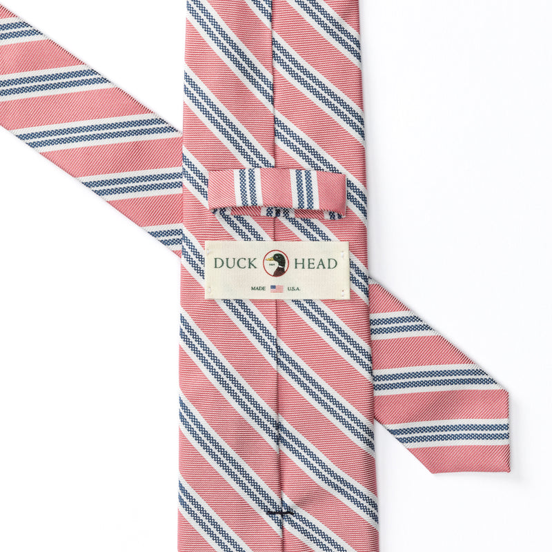 Silk Stripe Tie - Sunwashed Red