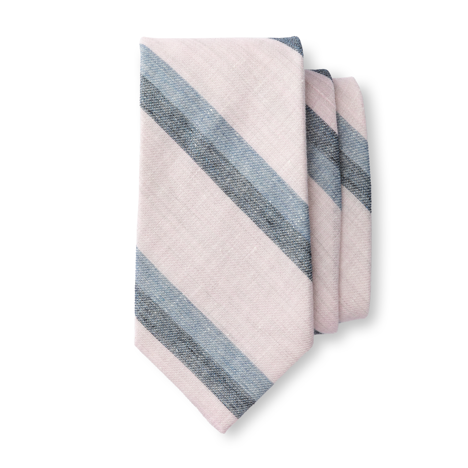 Linen Cotton Stripe Tie - Pastel Pink