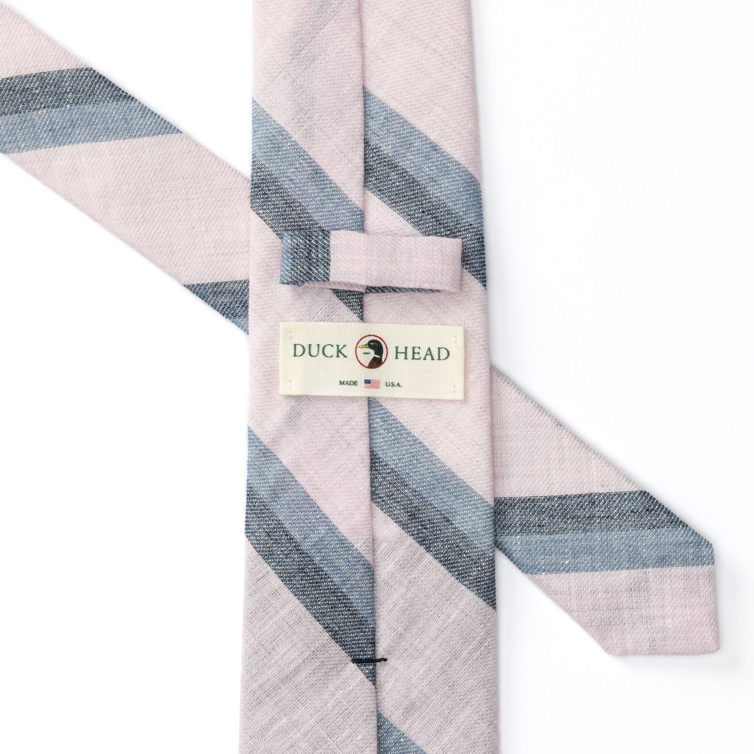 Linen Cotton Stripe Tie - Pastel Pink