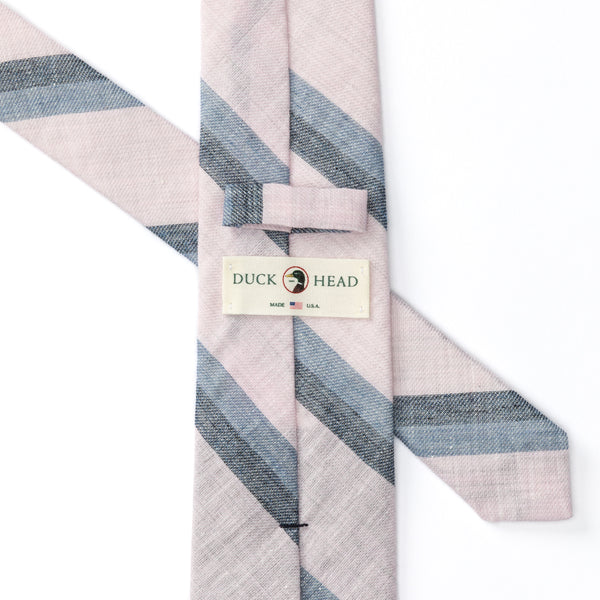 Linen Cotton Stripe Tie - Pastel Pink