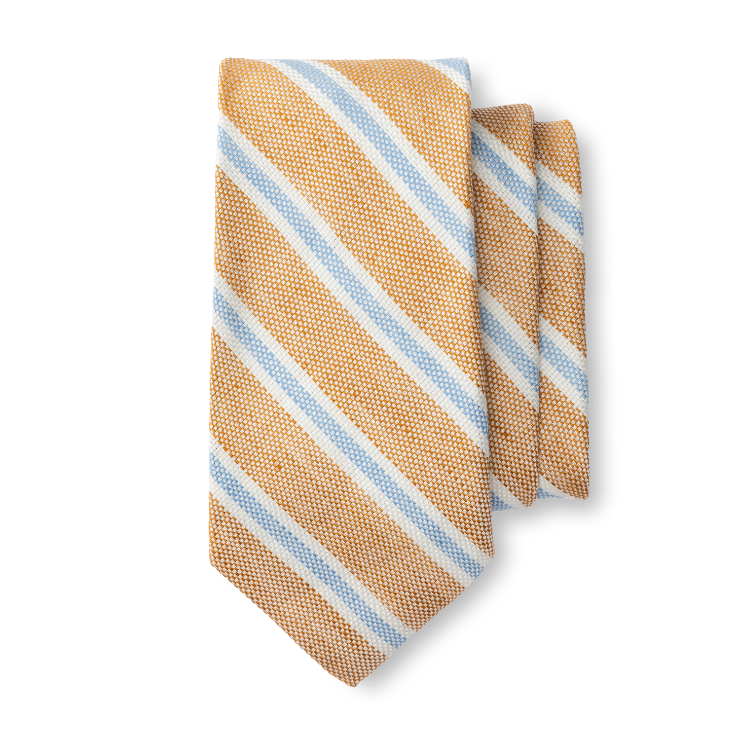 Linen Cotton Stripe Tie - Oak Buff