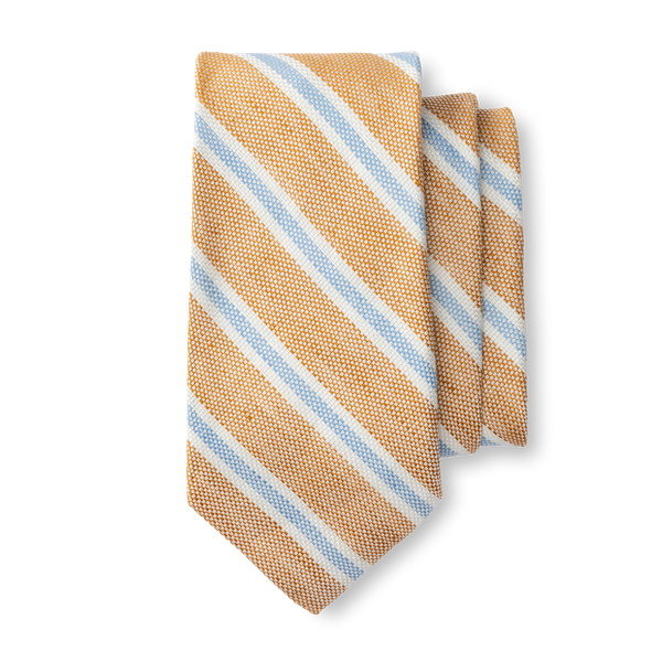 Linen Cotton Stripe Tie - Oak Buff