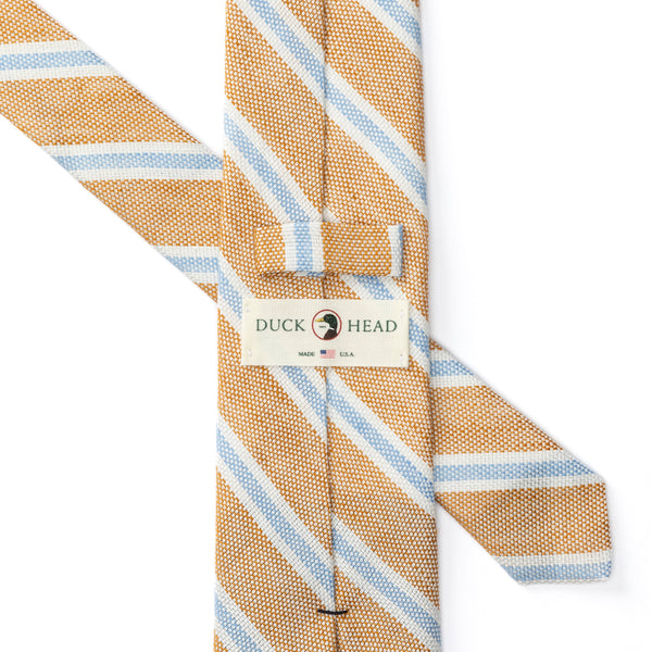 Linen Cotton Stripe Tie - Oak Buff