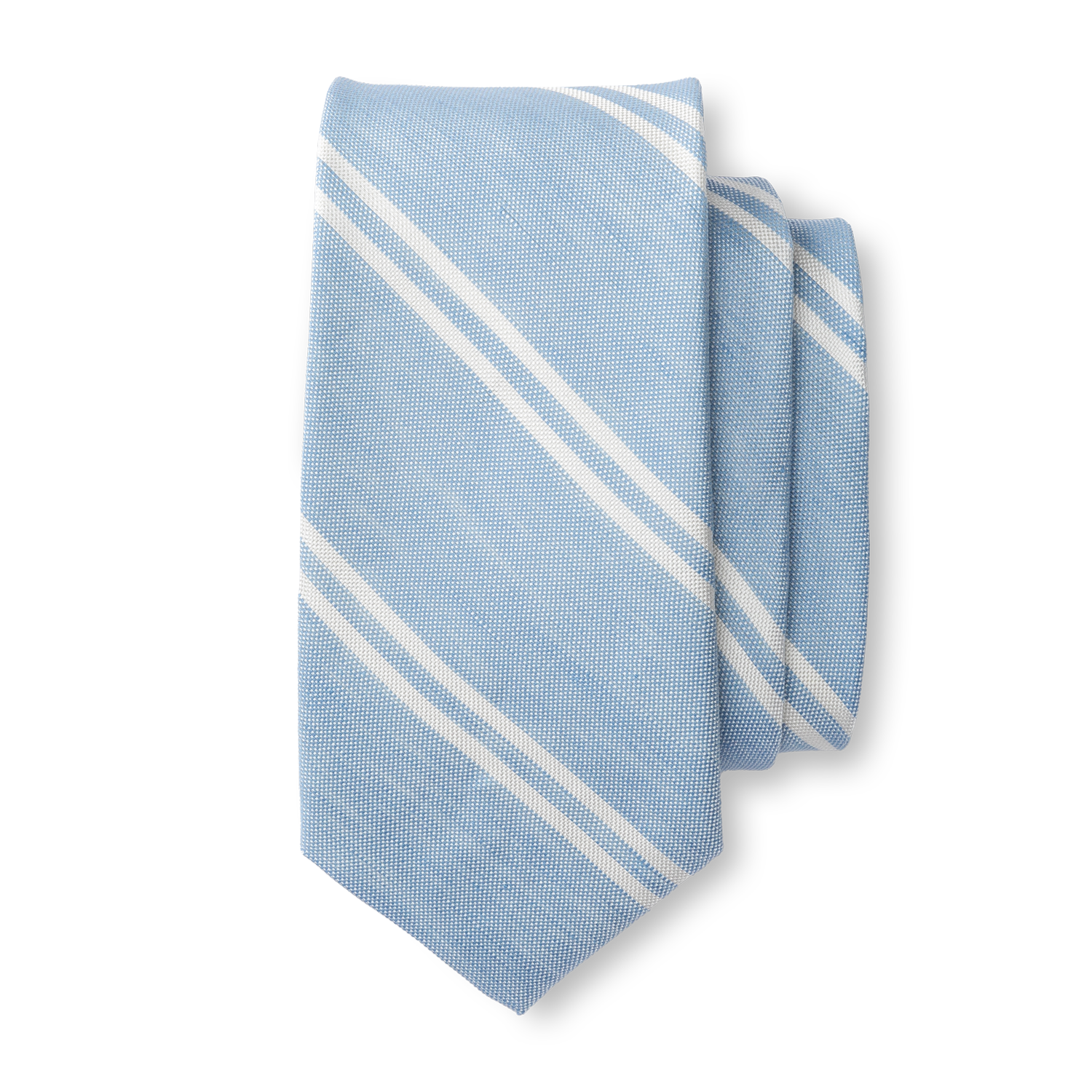 Silk Linen Stripe Tie - Light Blue