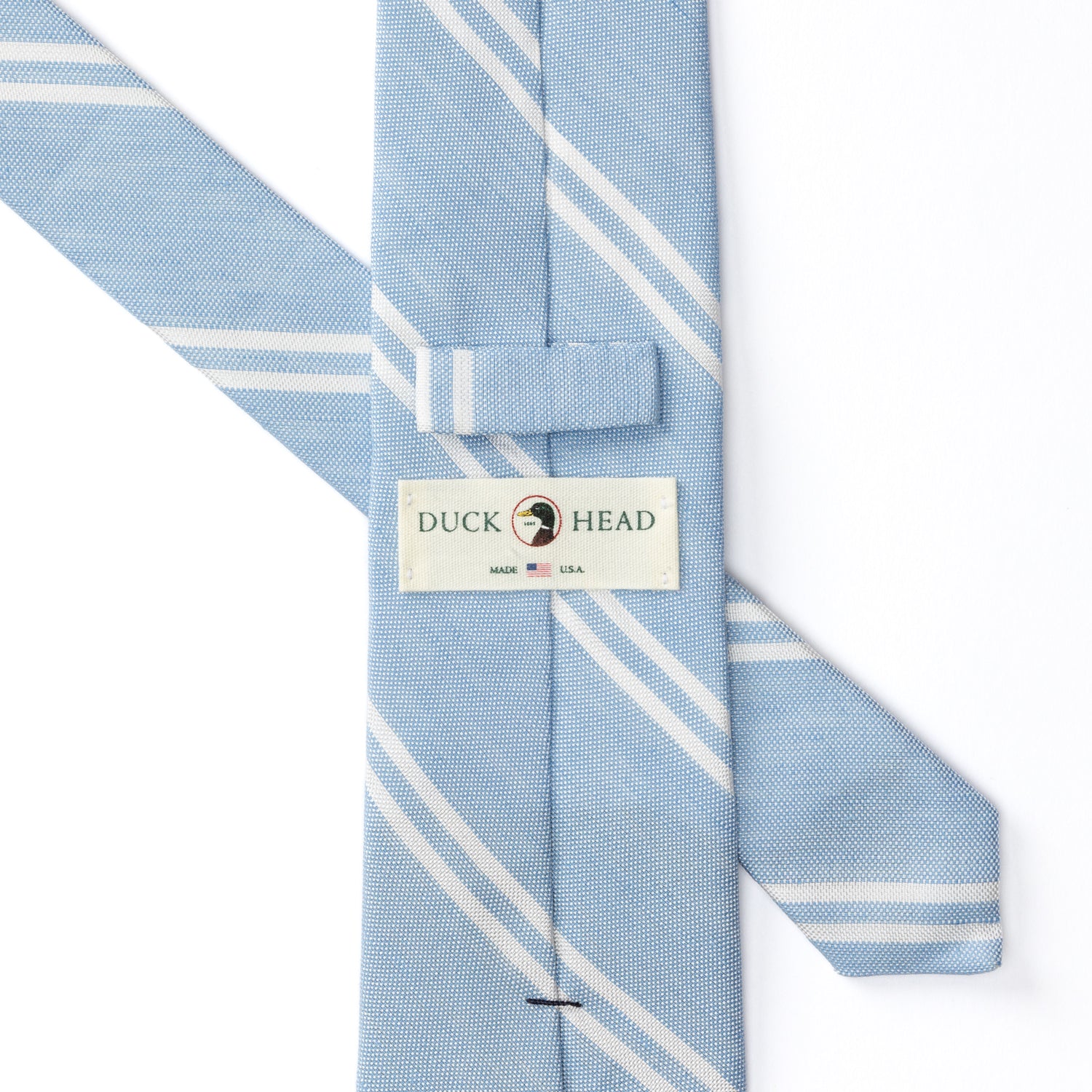 Silk Linen Stripe Tie - Light Blue