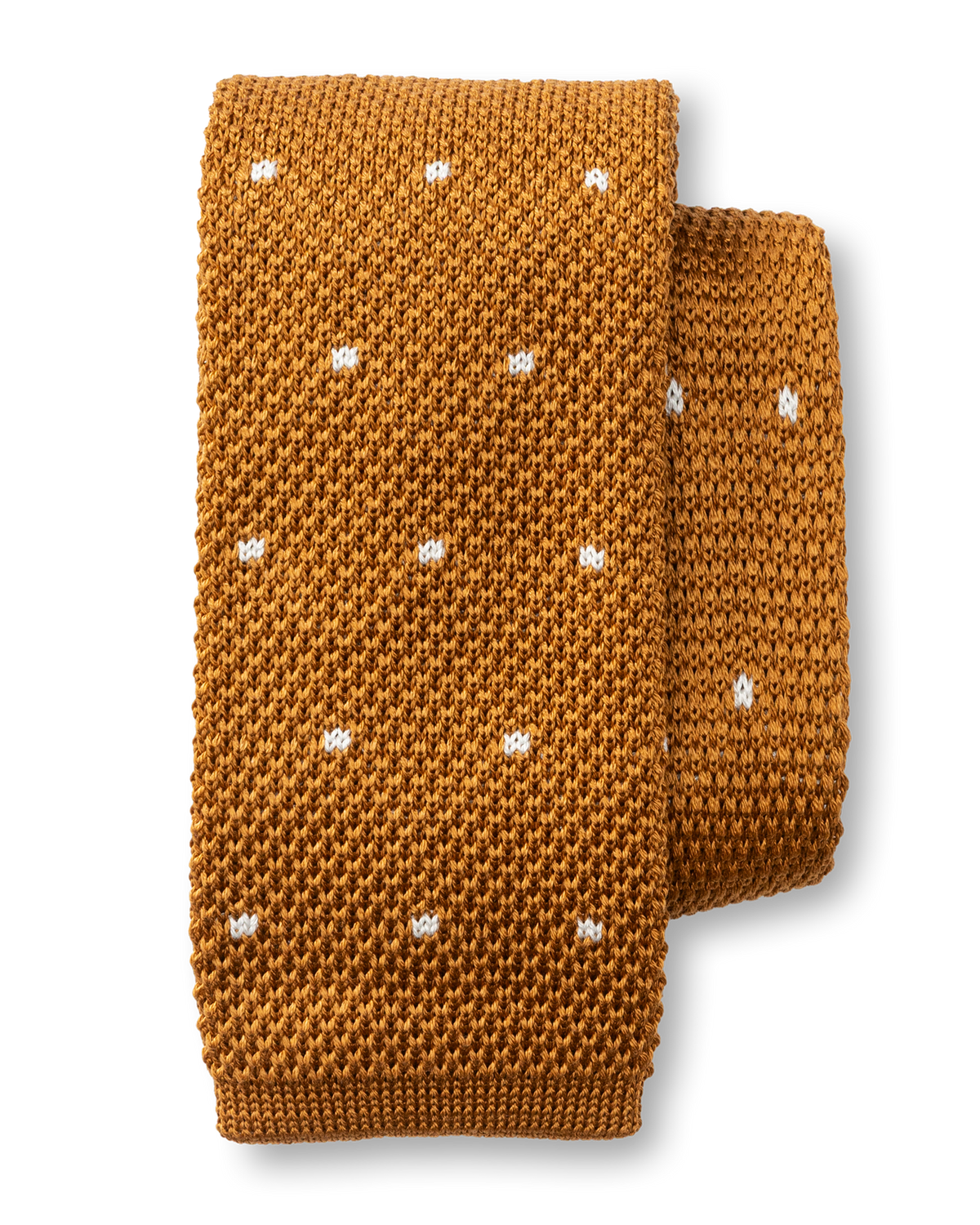 Cotton Polka Dot Knit Tie - Spiced Oak
