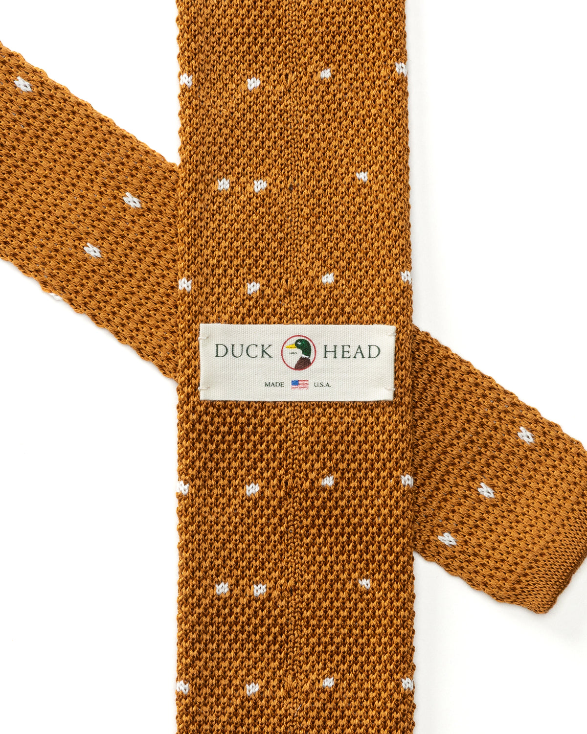 Cotton Polka Dot Knit Tie - Spiced Oak