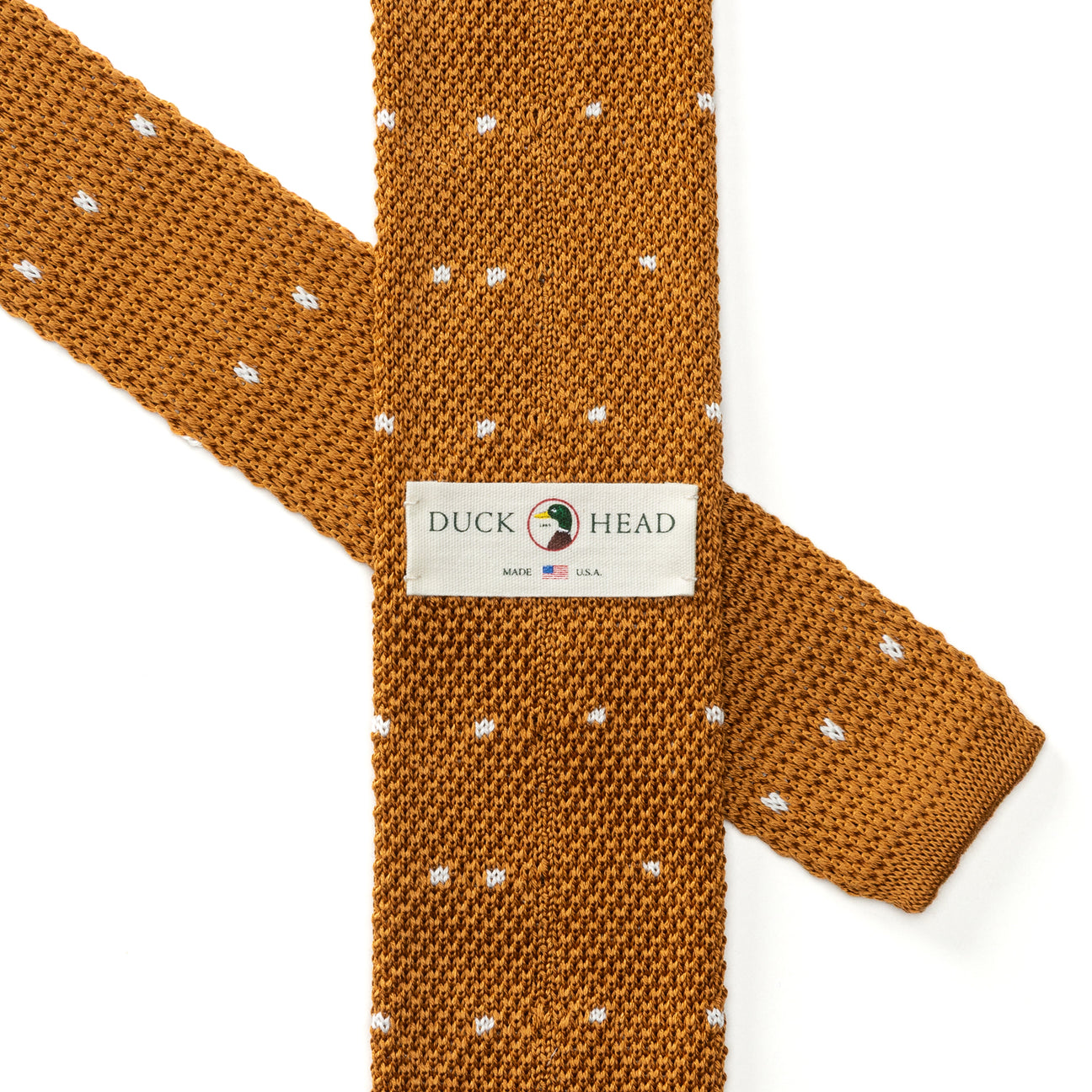 Cotton Polka Dot Knit Tie - Spiced Oak