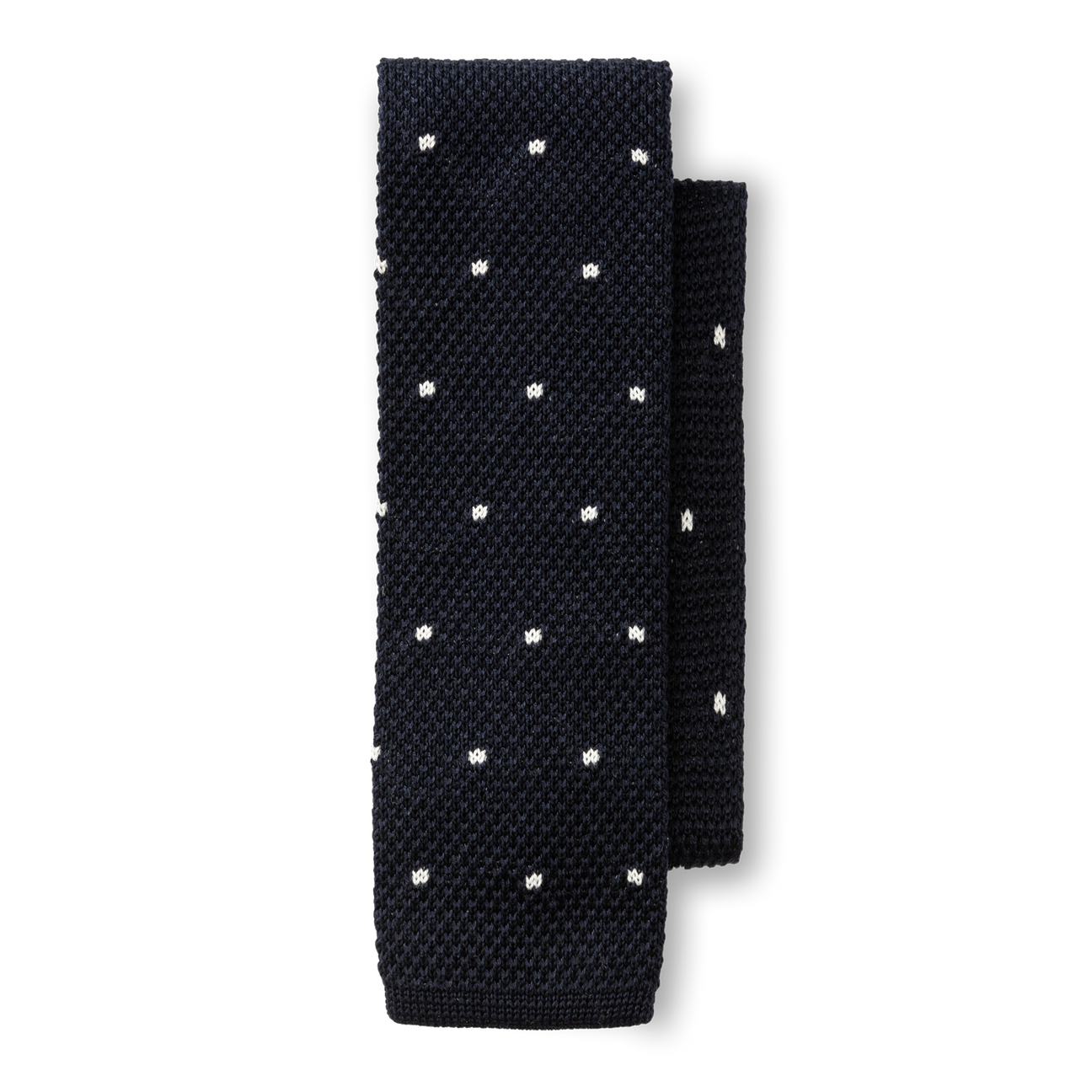 Navy Polka Dot Knit Tie - Maritime Blue