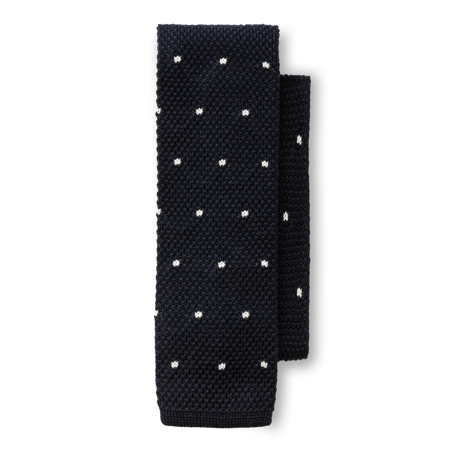 Navy Polka Dot Knit Tie - Maritime Blue