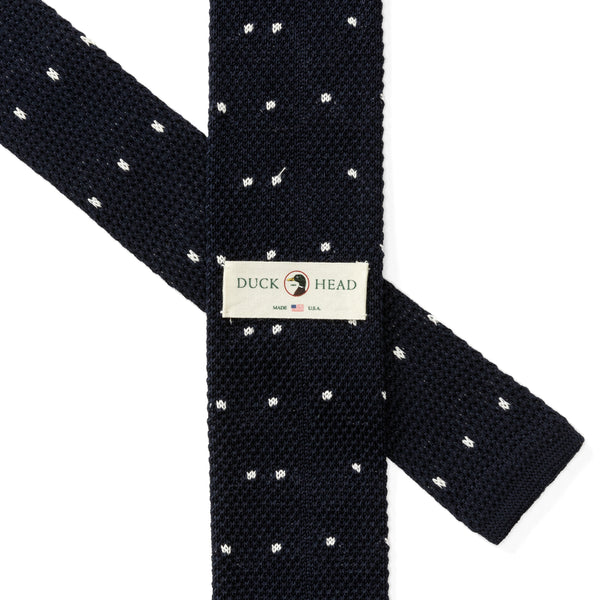 Navy Polka Dot Knit Tie - Maritime Blue