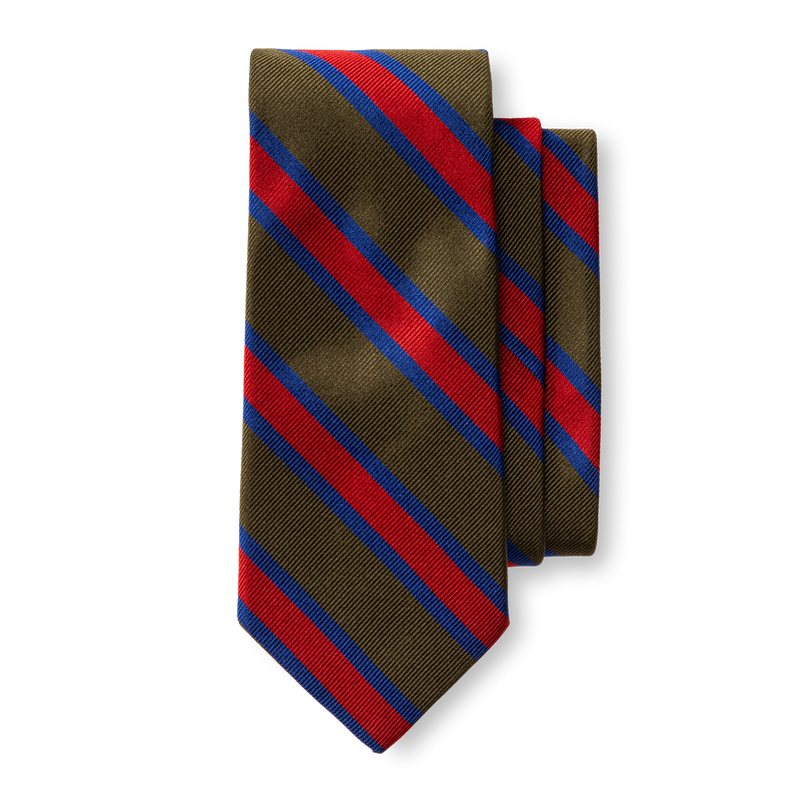 Silk Stripe Tie - Olive