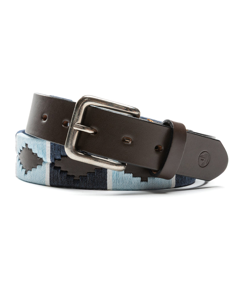 Woven Leather Belt - Sky Blue