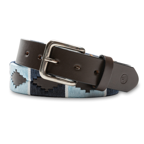 Woven Leather Belt - Sky Blue