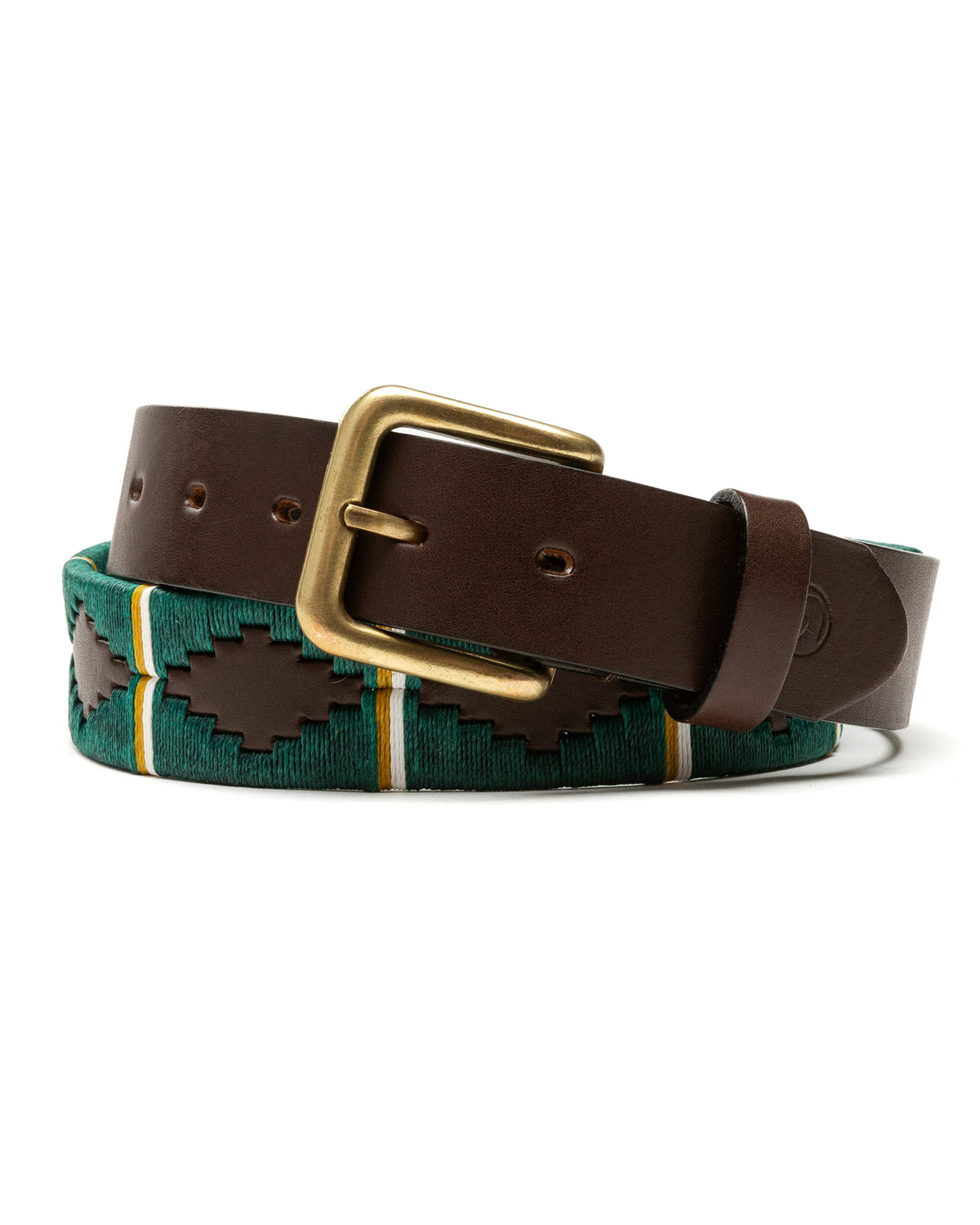 Woven Leather Belt - Forest Green
