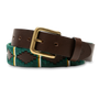 Woven Leather Polo Belt - Forest Green