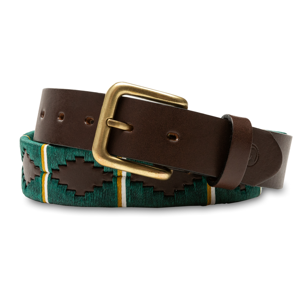 Woven Leather Belt - Forest Green display picture 1