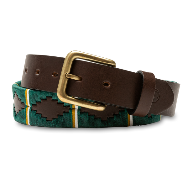 Woven Leather Belt - Forest Green display picture 1