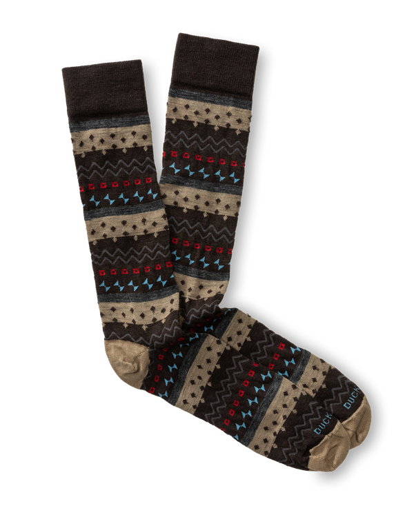 Birch Fair Isle Sock - Chocolate Plum