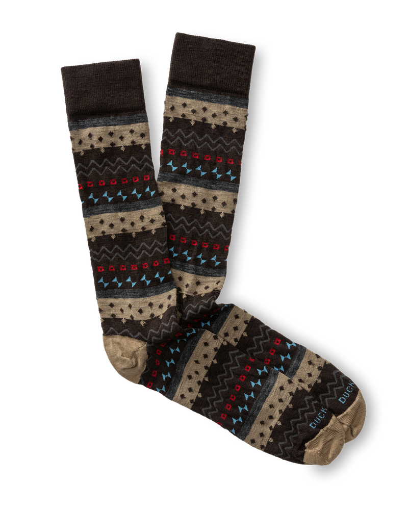 Birch Fair Isle Sock - Chocolate Plum
