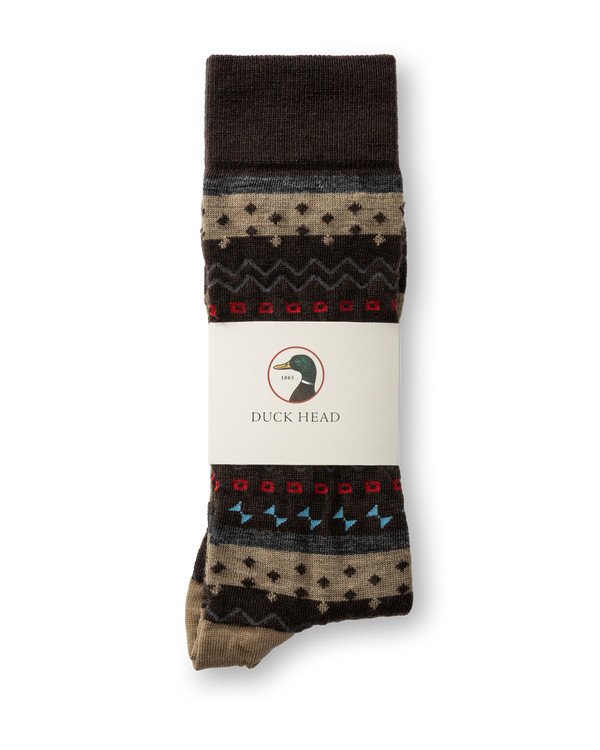 Birch Fair Isle Sock - Chocolate Plum