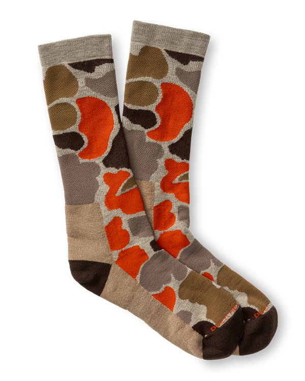 Camo Merino Wool Sporting Sock - Khaki