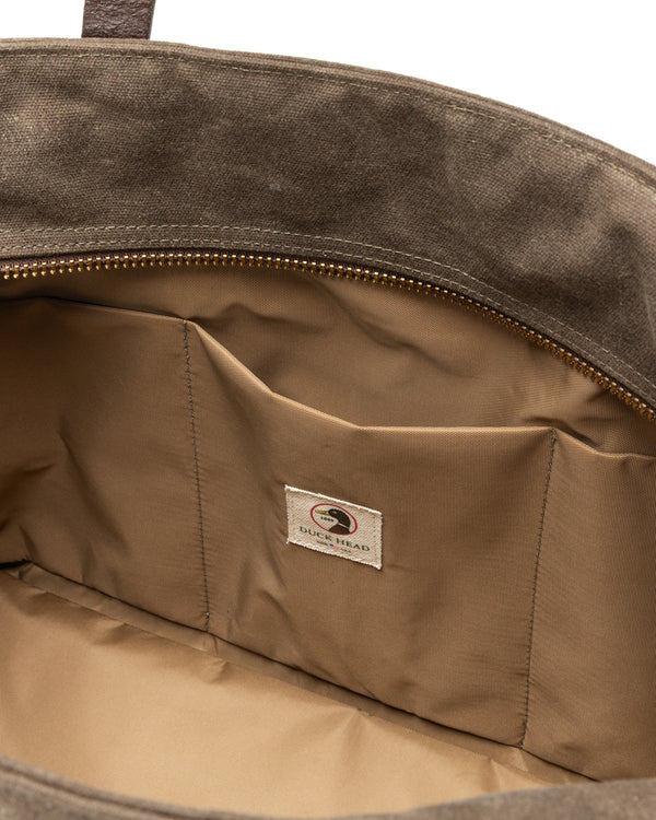 Large Waxed Canvas Tote - Field Brown